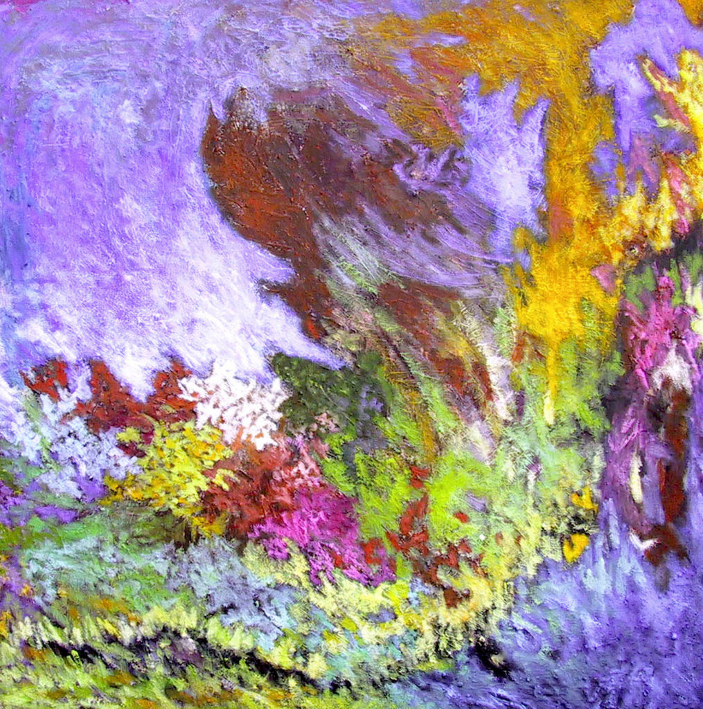 Paysage violet, huile sur toile 80 X 80 Cm, CP