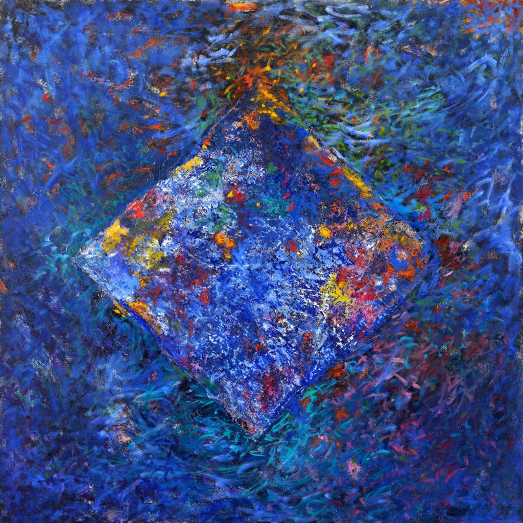 Losange bleu, huile sur toile 80 X 80 cm