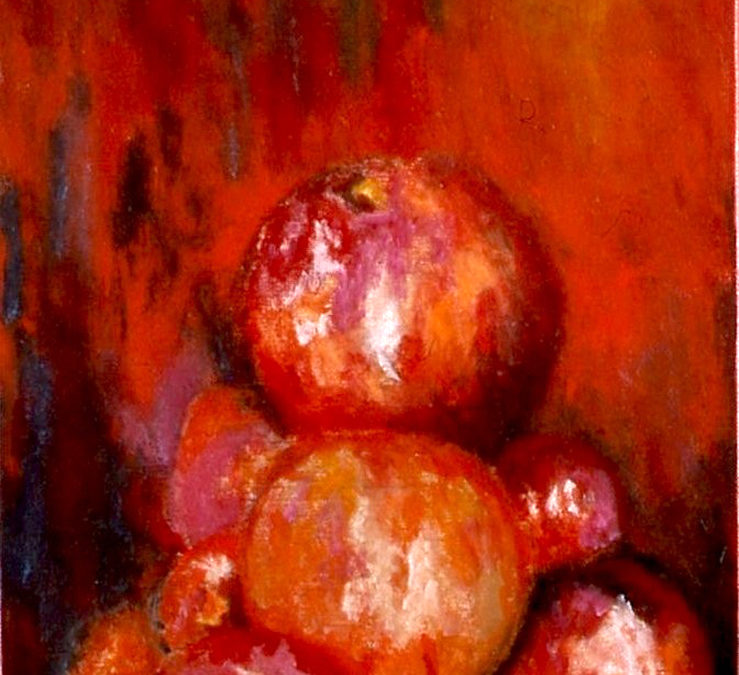 Pomme orange, huile sur toile 33 X 24 cm