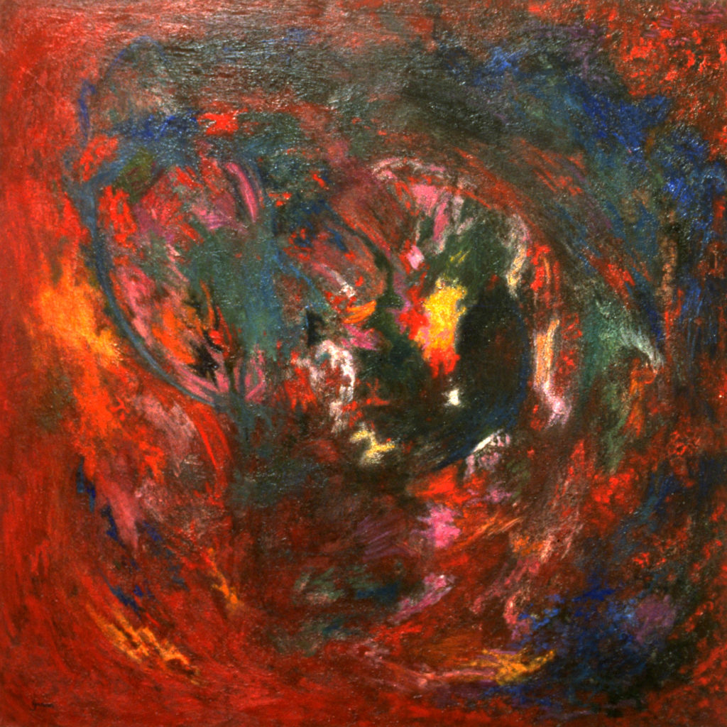 Spirale rouge, 1994, huile sur toile 100 X 100 cm