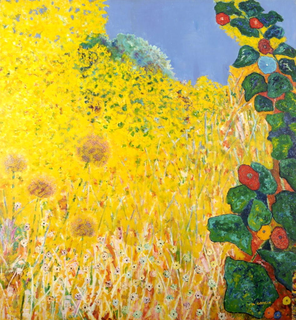 Fleurs d'ail, 1984, huile sur toile 130 X 130 cm.